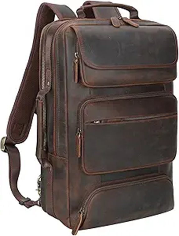 TIDING Leather 17.3 Laptop Backpack for Men