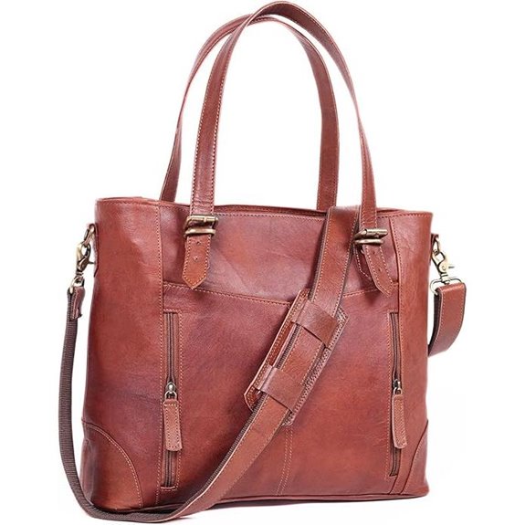 17-Inch Leather Tote Bag for Women with Zipper