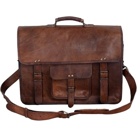 Leather 18-Inch Laptop Messenger Bag for Men and Women