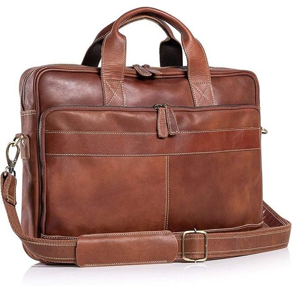 Leather 18-Inch Laptop Messenger Bag for Men & Women