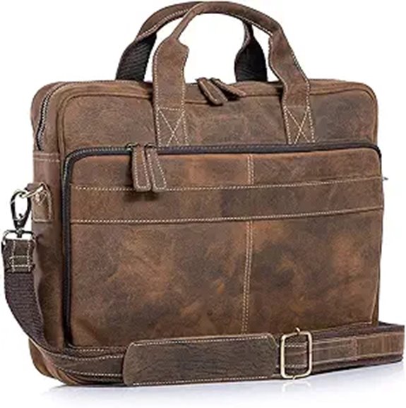 Leather 18-Inch Laptop Messenger Bag for Men & WoMen