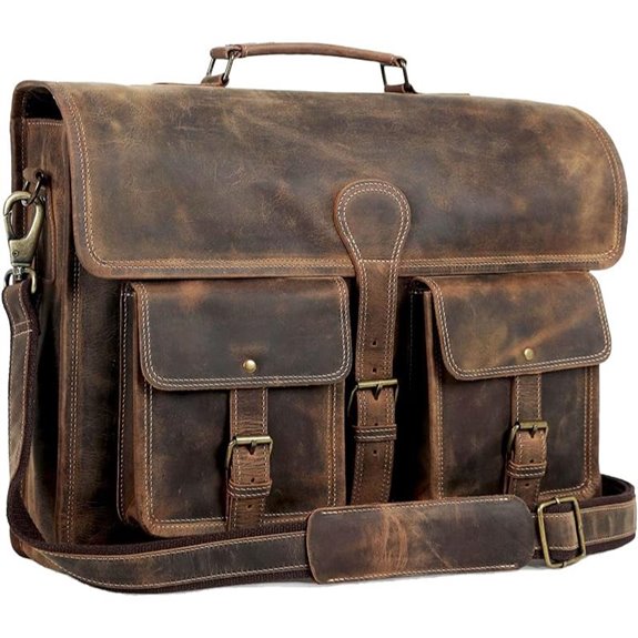 Leather 18-Inch Laptop Messenger Bag for Men & Women