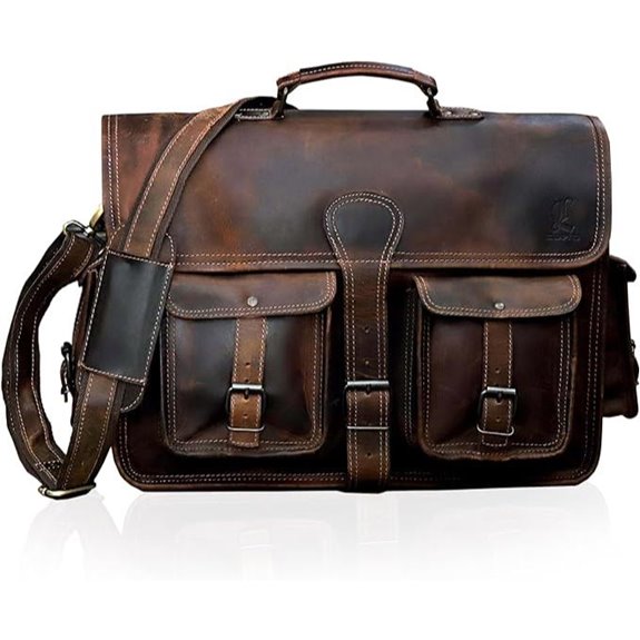 Leather Briefcase for Men Women 18-inch Laptop Bag