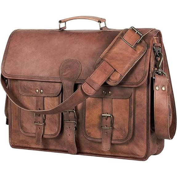 Leather Messenger Bag for Men & Women 18-Inch Laptop