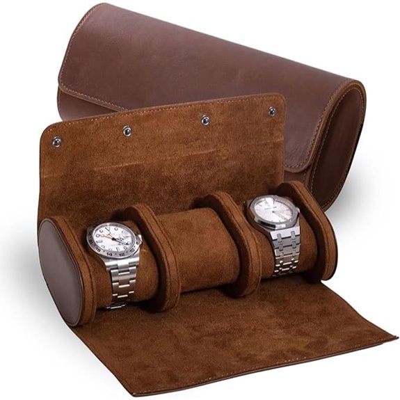 Bey-Berk Milani Leather 3-Watch Travel Case