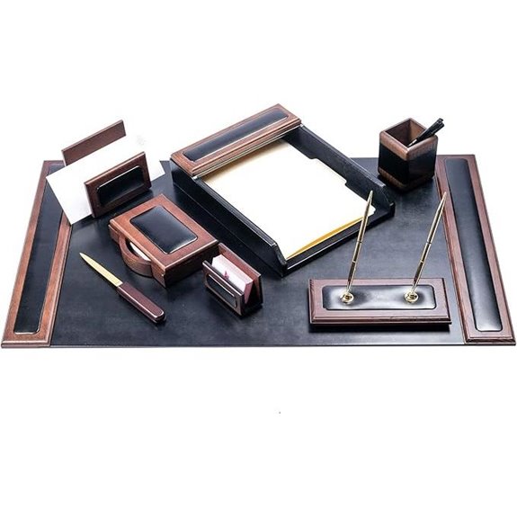 DACASSO Leather & Wood Desk Set (Walnut & Black)
