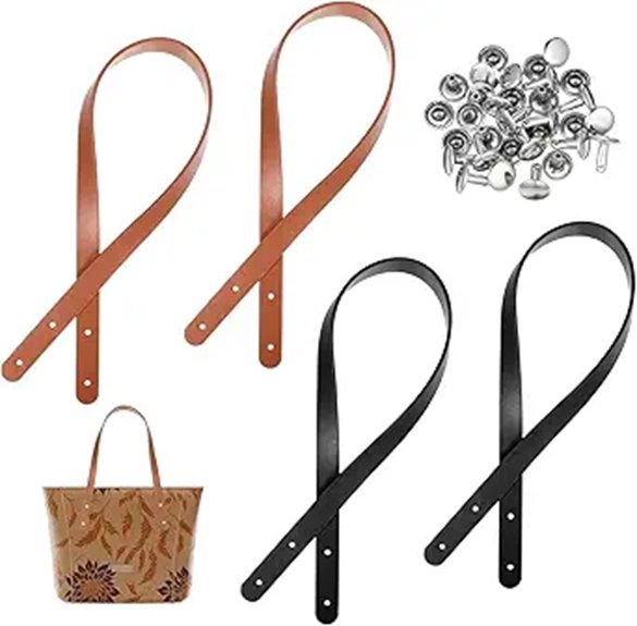 4 Pack Leather Bag Handles with Rivets