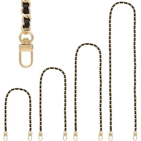 Gold Purse Chain & Strap - Leather Braided Multiple Sizes