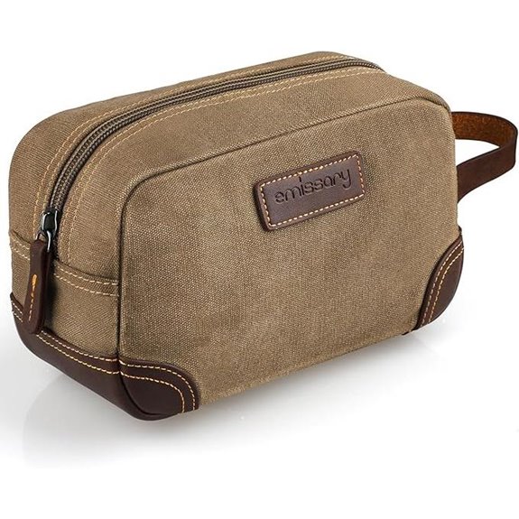 Emissary Men’s Leather Canvas Travel Toiletry Bag