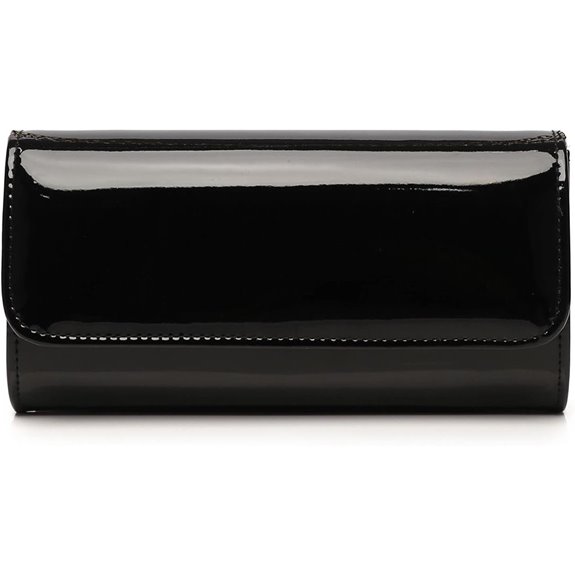 Patent Leather Envelope Clutch with Detachable Chain