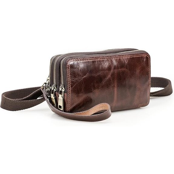 Genuine Leather Clutch Wallet with Wristlet for Men & Women