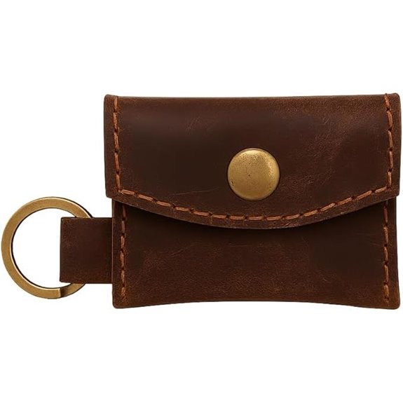 Leather Coin & Key Holder Pouch with Ring