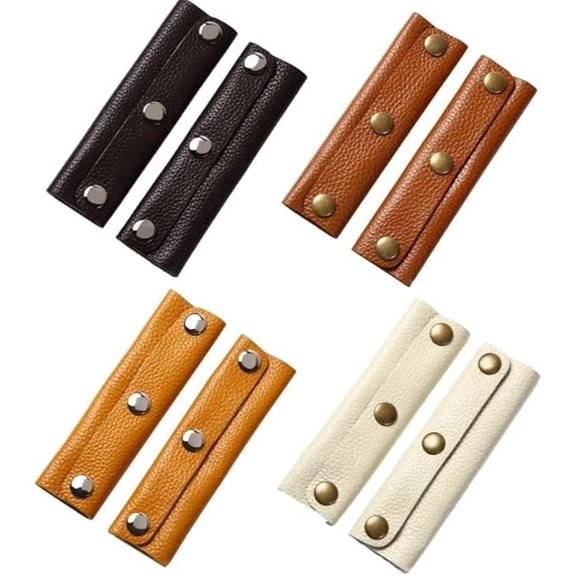 Leather Handbag Handle Wraps with Brass Clasp (8 Pack)