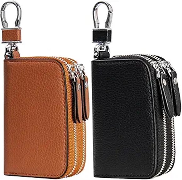 Double Zipper Leather Car Key Case (2-Pack)