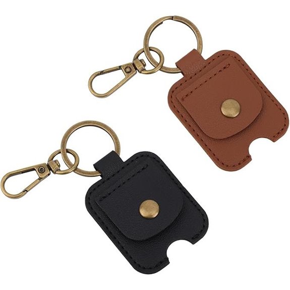 Leather Car Key Cover Set with Keychain (Black & Brown)