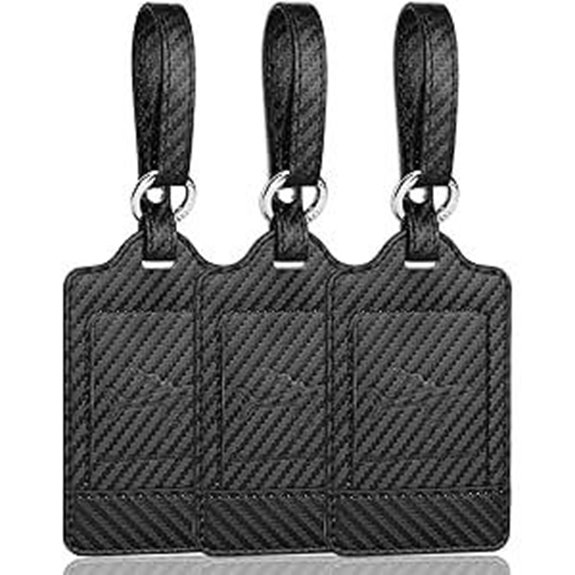 Teskyer 3 Pack Leather Luggage Tags for Suitcases
