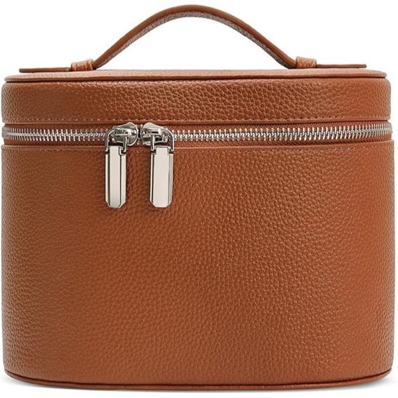 Leather Cosmetic Makeup Bag with Detachable Compartments