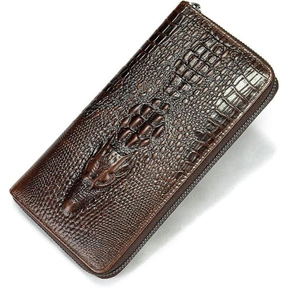 NIUCUNZH Leather Men's Zipper Wallet with Checkbook
