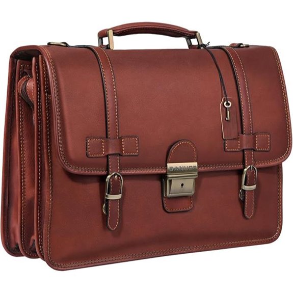 Banuce Leather Briefcase for Men with Laptop Lock