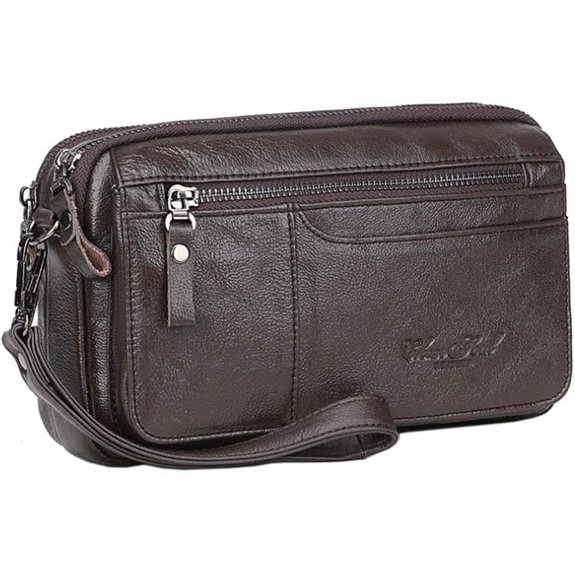 Hebetag Leather Men’s Clutch Wallet Wristlet Organizer