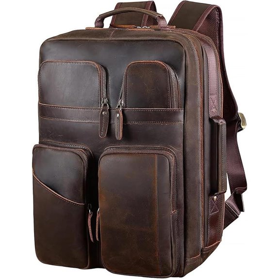 TIDING 17.3 Leather Laptop Backpack for Men