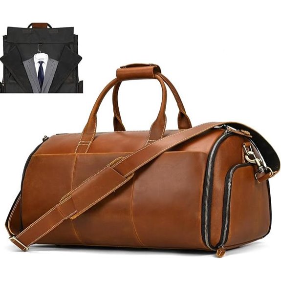 Leather Garment Bag for Men Convertible Weekender Duffel