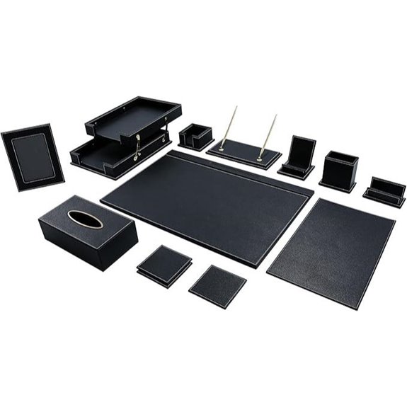 13-Piece Leather Office Desk Accessories Set