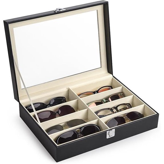 Leather Sunglasses & Jewelry Organizer with 8 Slots