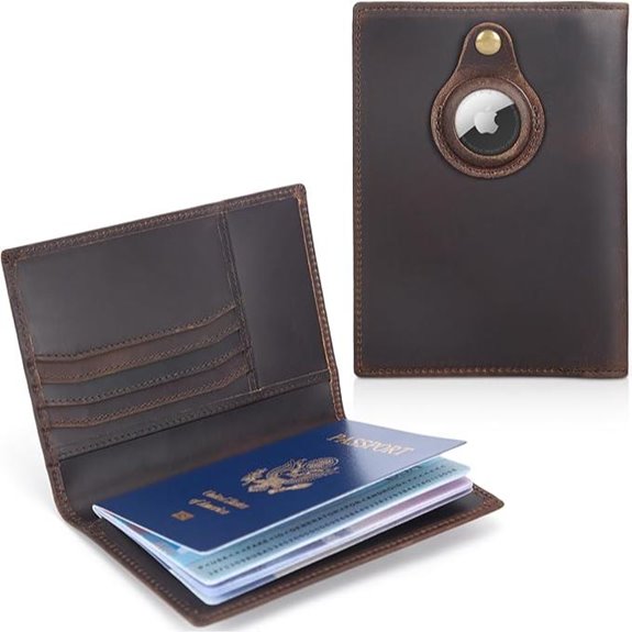 leather passport wallet with airtag