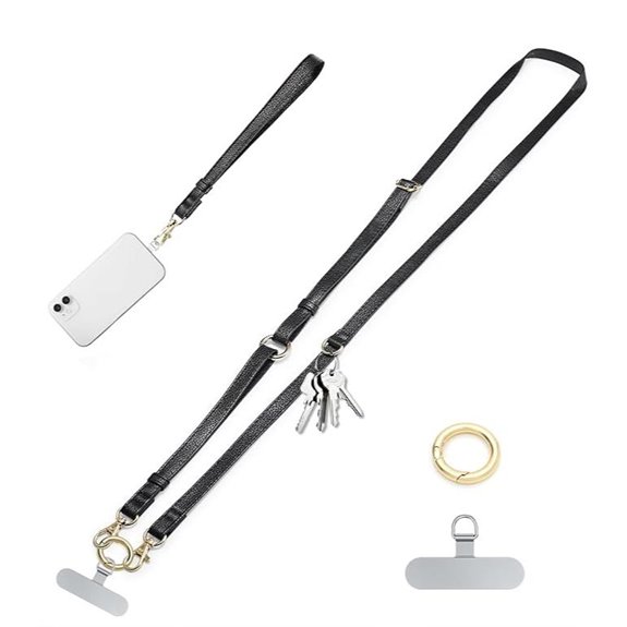 2-in-1 Leather Phone Wrist & Neck Strap