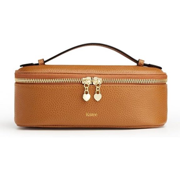 Kattee Leather Makeup Bag for Women Portable Toiletry