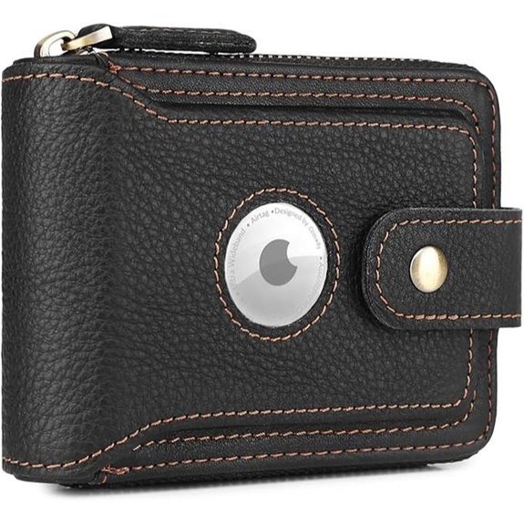 RFID Leather Bifold Wallet with Zipper for Men