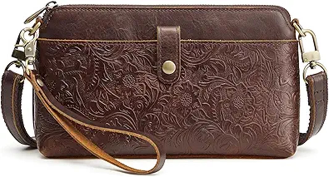 S-ZONE Leather Crossbody Bag with RFID Blocking