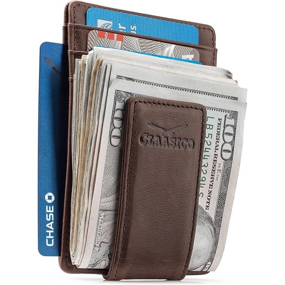 Leather Money Clip Wallet for Men with RFID Blocking