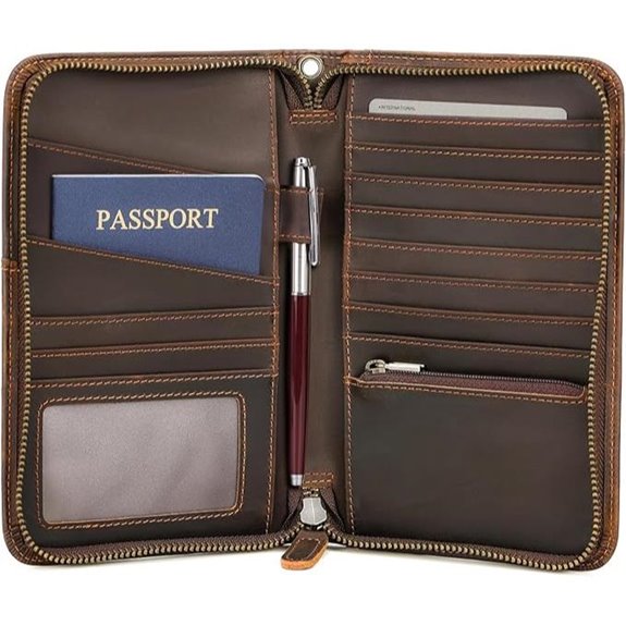 Polare RFID Leather Passport Holder with Zipper