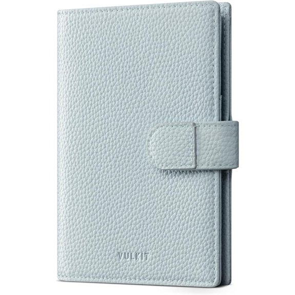 VULKIT Leather Passport Wallet with RFID Blocking