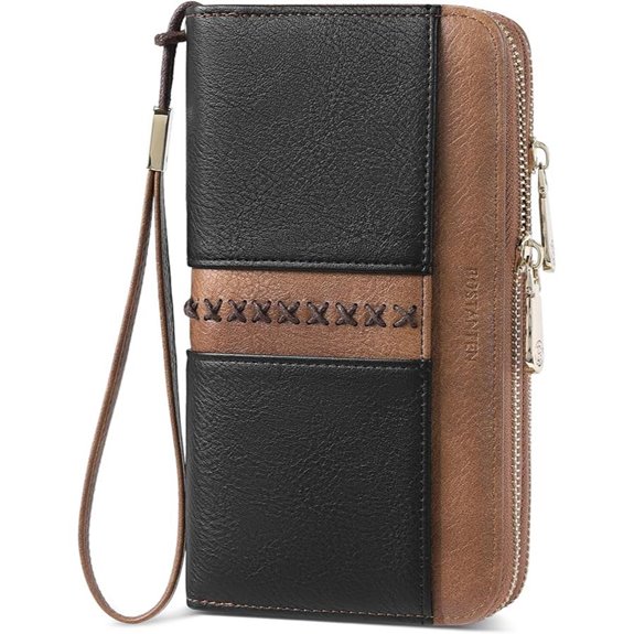 BOSTANTEN Leather RFID Wallet with Zipper and Wristlet