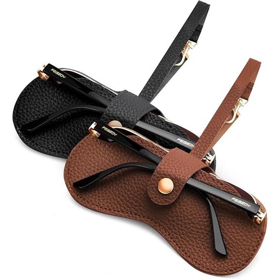 FEISEDY 2-Pack Leather Sunglass Cases with Strap
