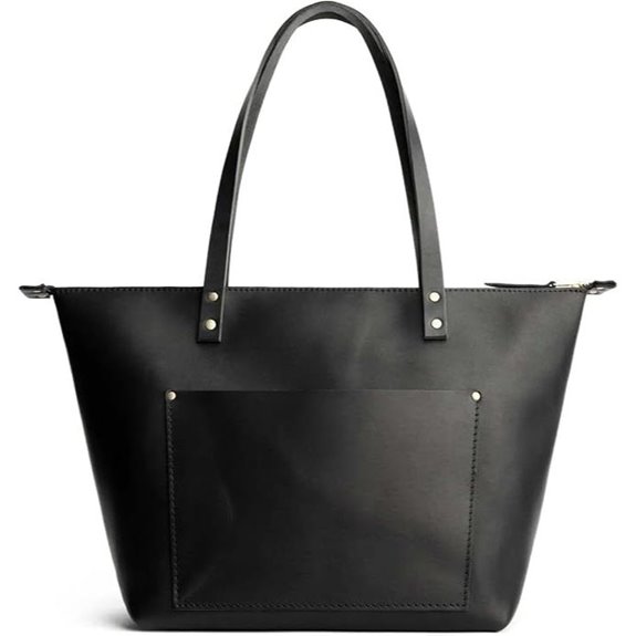 Portland Leather Zipper Tote Bag with Pockets