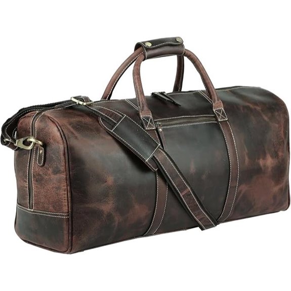 KomalC Leather Travel Duffel Bag for Men & Women