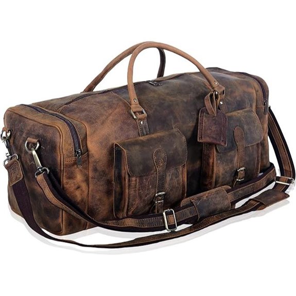 KomalC 28 Leather Duffel Bag for Travel and Sports