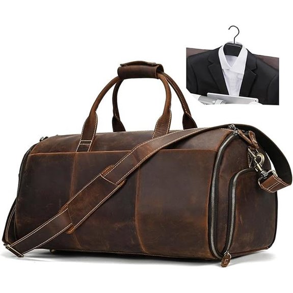 Leather Garment Bag with Shoe Compartment for Travel