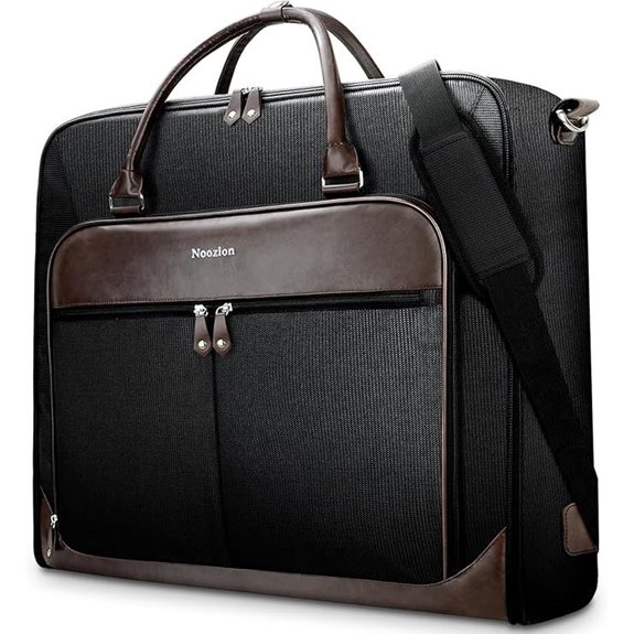 Leather Garment Bag with Strap for Travel and Business