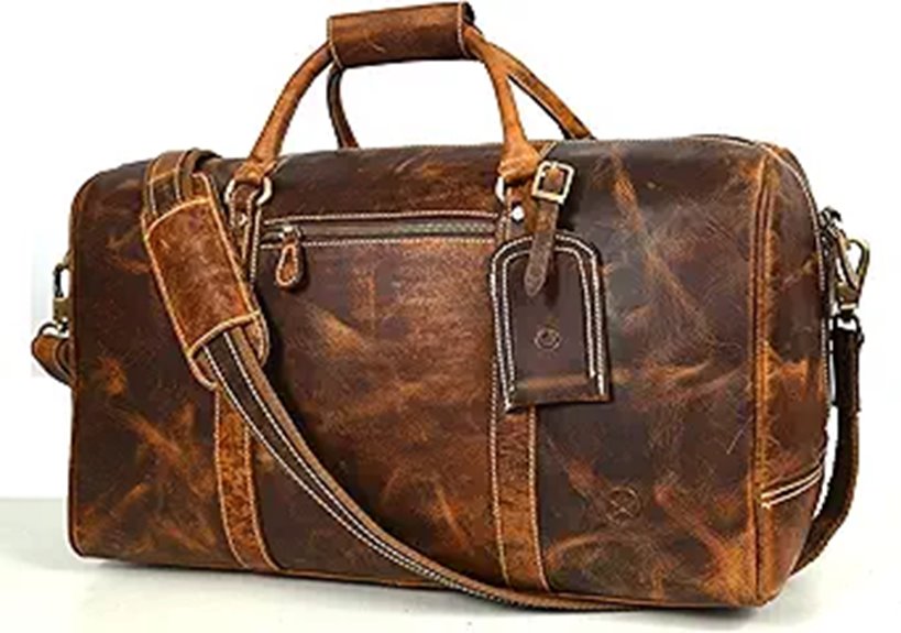 Leather Duffel Bag for Men & Women Travel Weekend Overnight Gym Bag