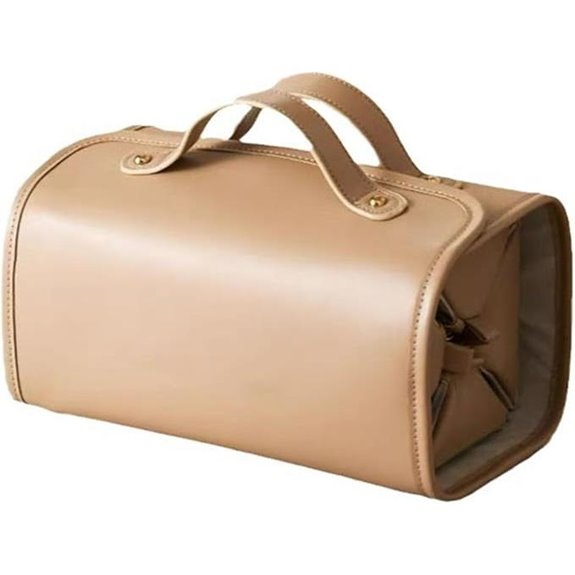 Large Leather Travel Makeup Bag with Detachable Compartments