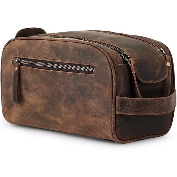 KomalC Leather Travel Toiletry Bag with Organizer