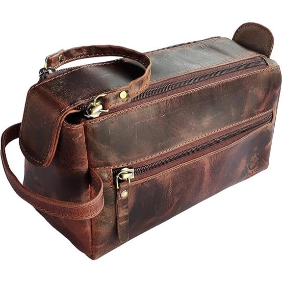 Rustic Town Leather Travel Toiletry Bag for Men & WoMen
