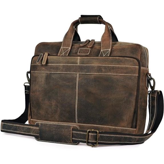 Leather Village 16 Leather Laptop Messenger Briefcase