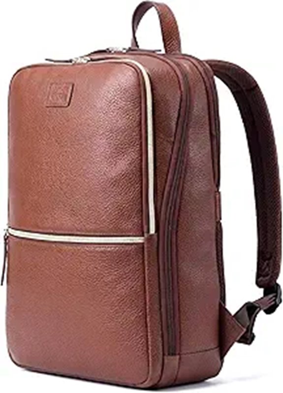 Leather Village Cognac Leather Laptop Backpack for Men