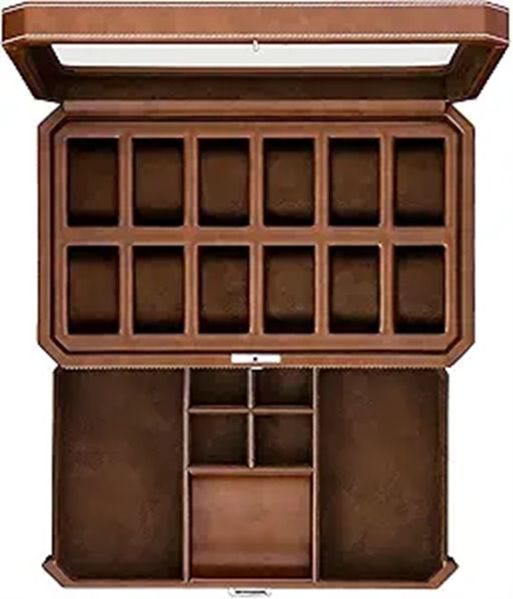Rothwell 12-Slot Leather Watch Box with Drawer